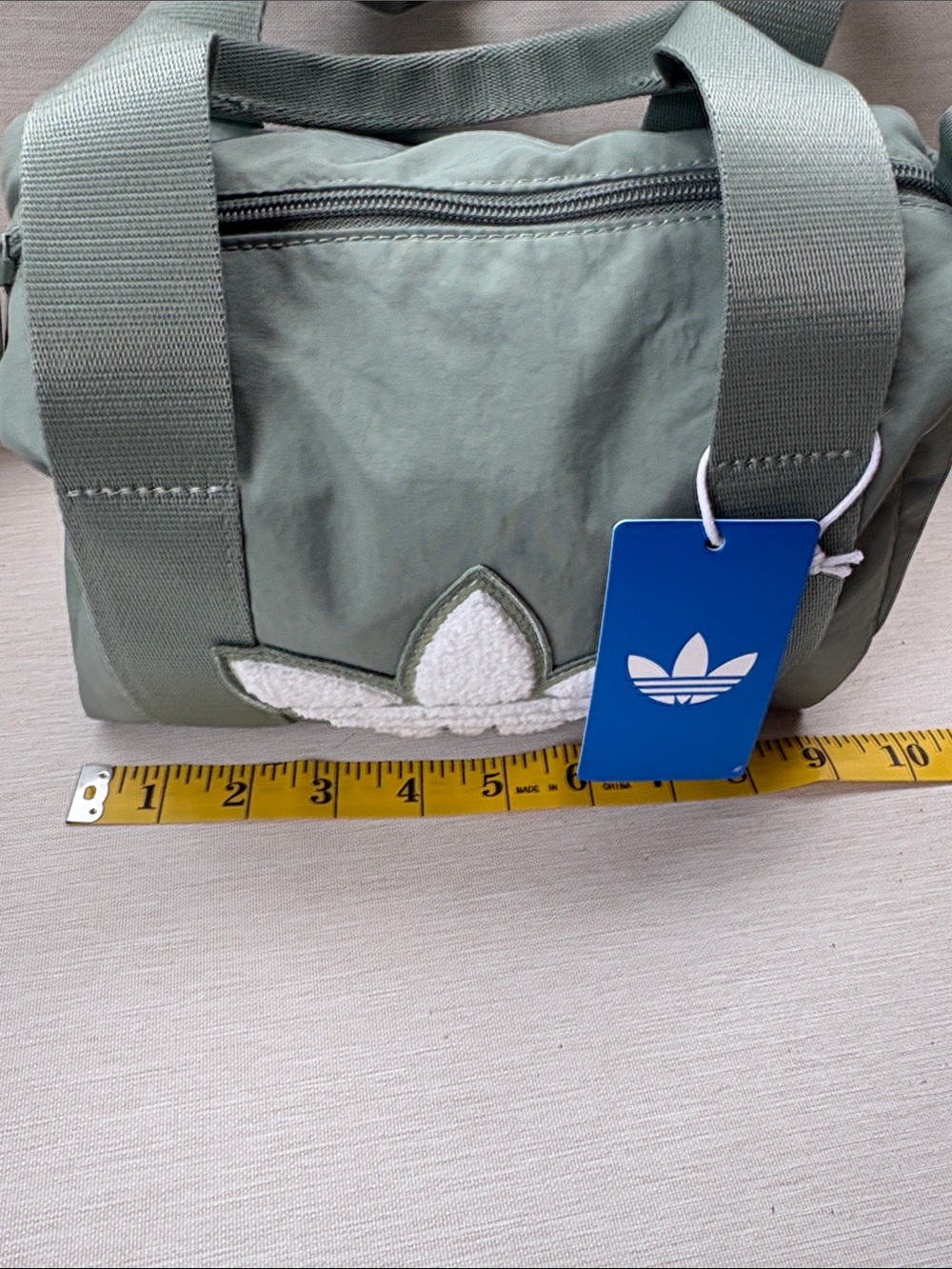 adidas Trefoil Mini Duffel Crossbody Bag in Silver Green - Picture 8 of 16
